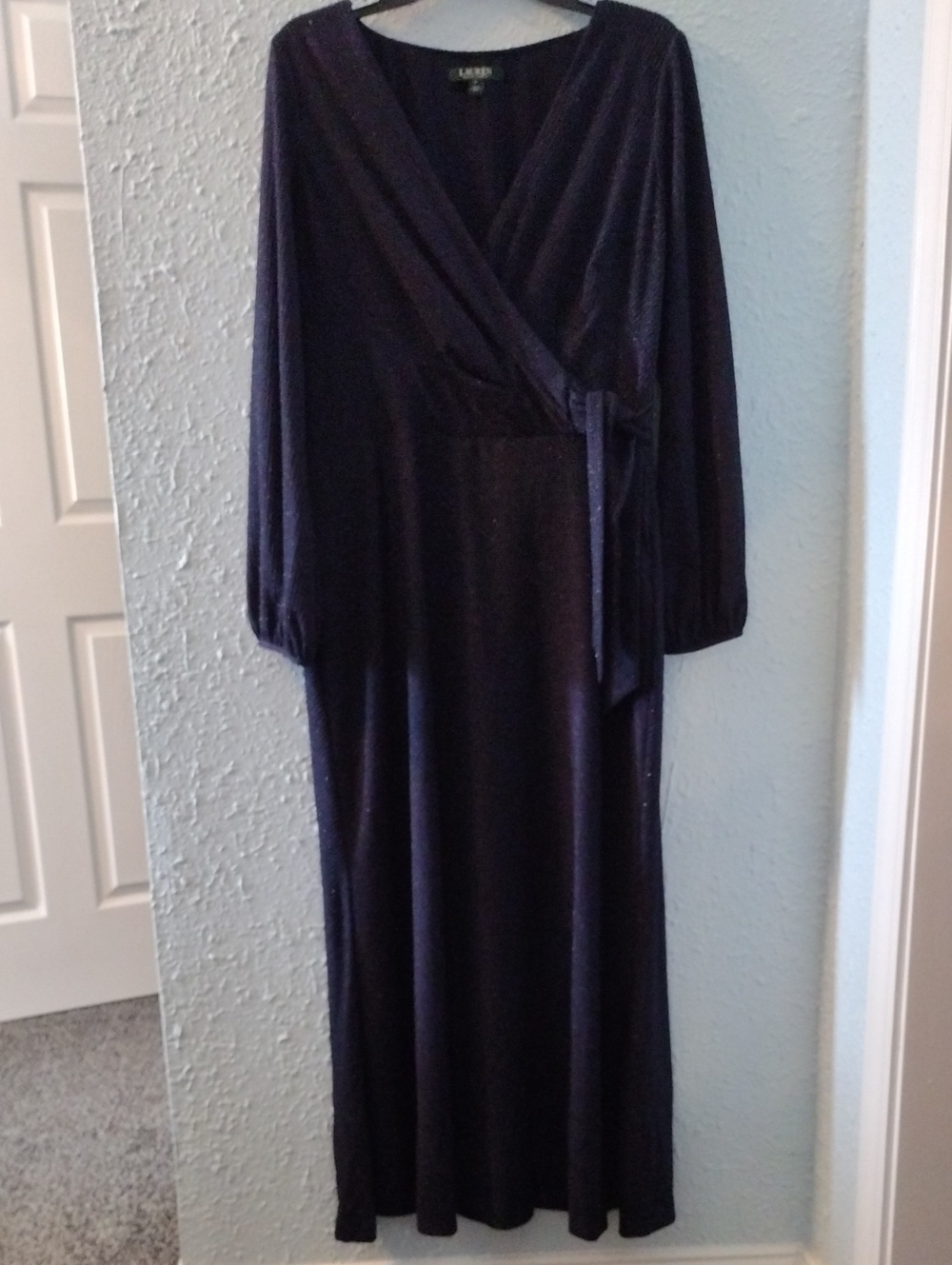 Lauren Ralph Lauren Navy Sparkle Wrap Maxi Dress